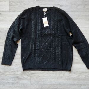 Ashley By 26 International Black Cable Knit Sweater Womens Xl Traditional